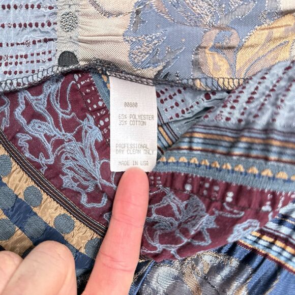 Alberto Makali Jacket Womens Size Medium Red Blue Open Front Satin Floral Stripe - Picture 5 of 8